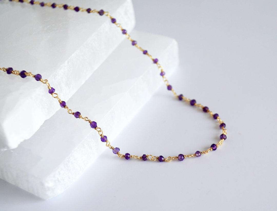 Purple Amethyst Beaded Choker Necklace or Bracelet