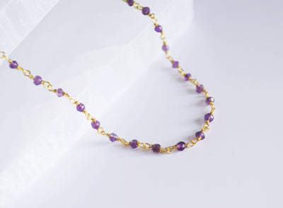 Purple Amethyst Beaded Choker Necklace or Bracelet