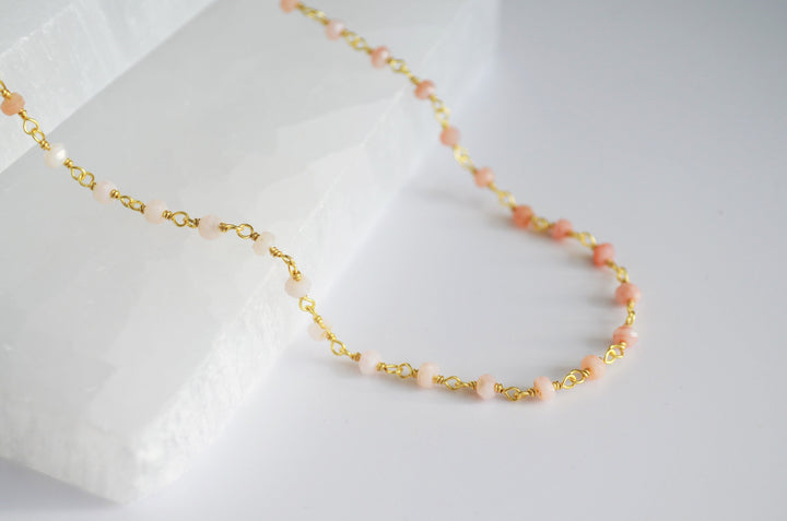 Pink Opal Beaded Choker Necklace or Bracelet