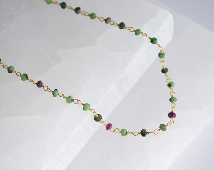 Ruby Zoisite Beaded Choker Necklace or Bracelet