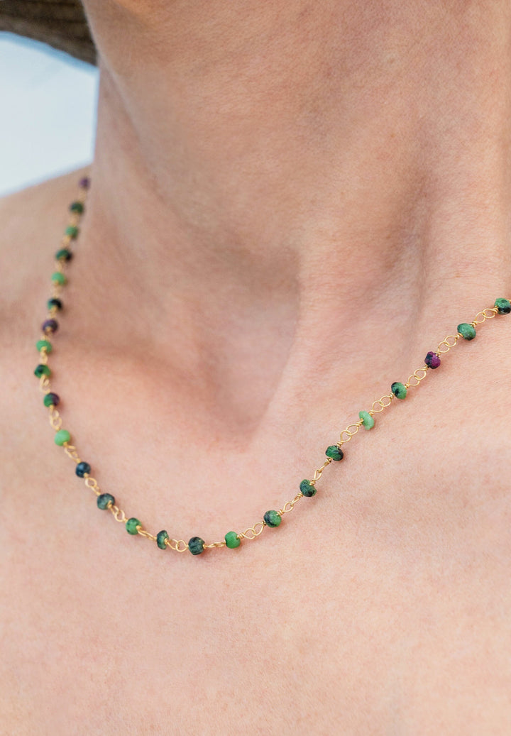 Ruby Zoisite Beaded Choker Necklace or Bracelet