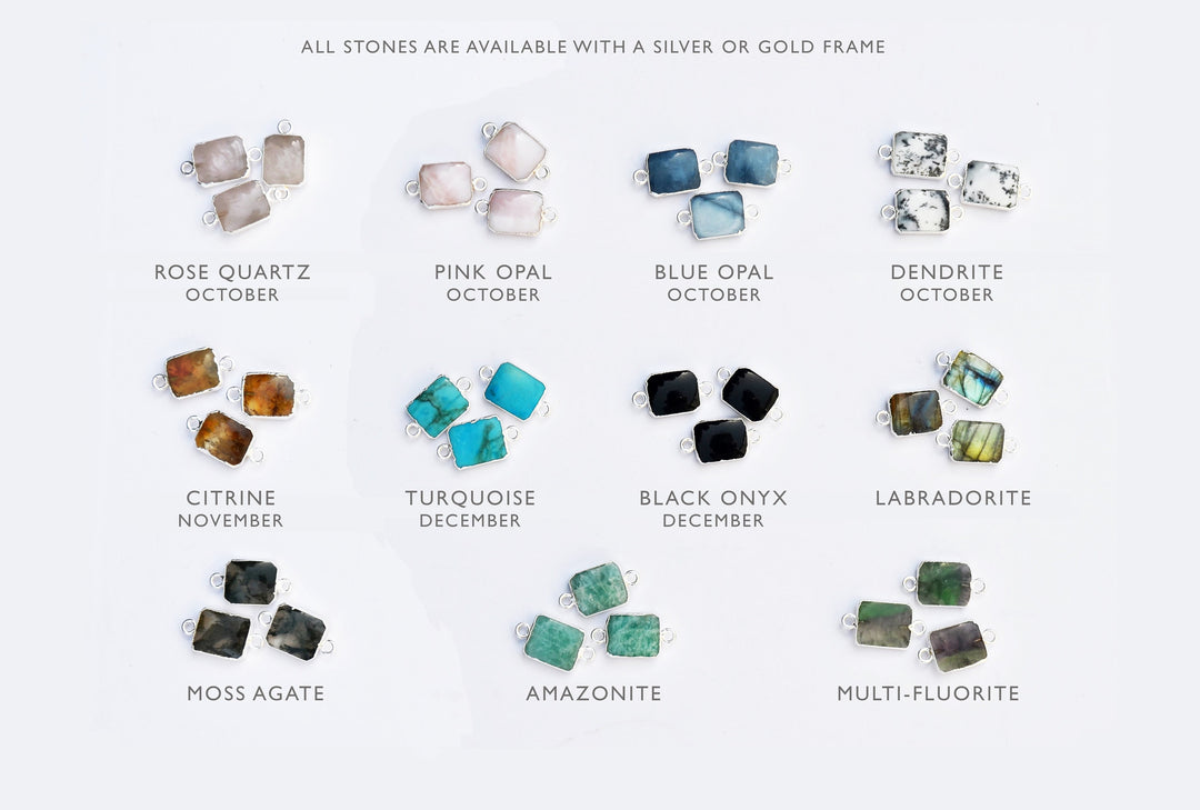Natural Gemstone Slice Earrings, Raw Birthstone Earrings