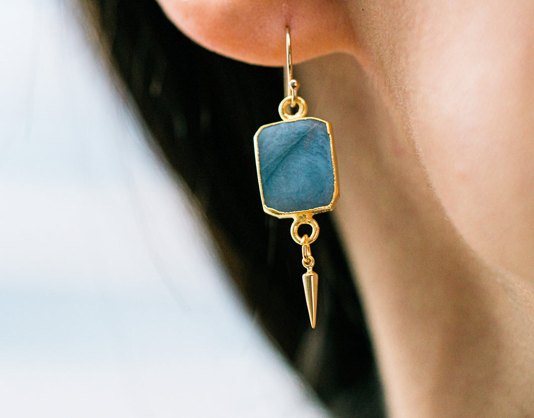 Gemstone Slice Earrings, Raw Birthstone Earrings