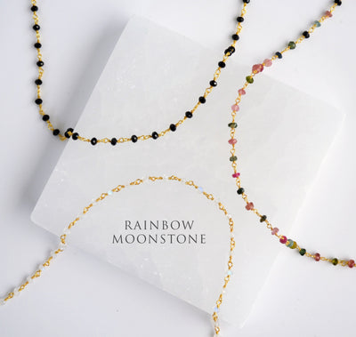 Dainty Rainbow Moonstone Beaded Choker, Necklace, or Bracelet