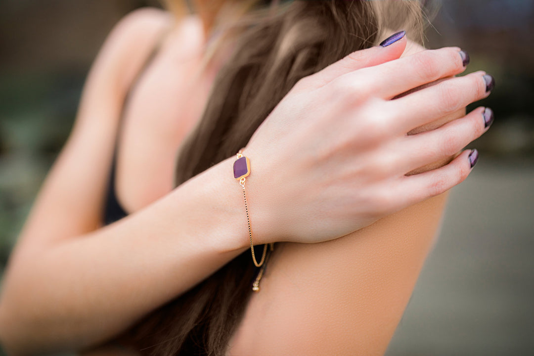 Gemstone Slice Bracelet, Raw Birthstone Bracelet