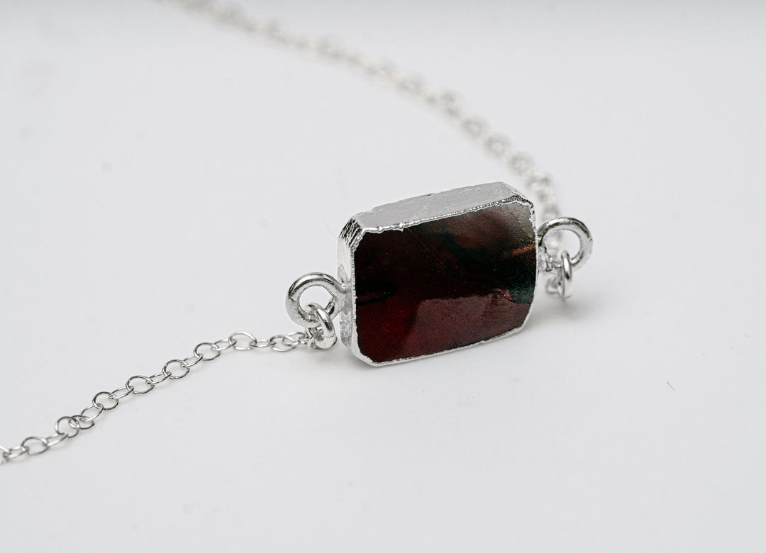 Gemstone Slice Necklace, Raw Birthstone Necklace