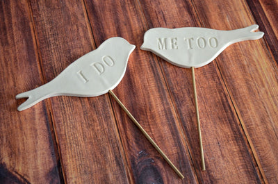 I Do Me Too - Bird Wedding Cake Toppers - READY TO SHIP - Large Size