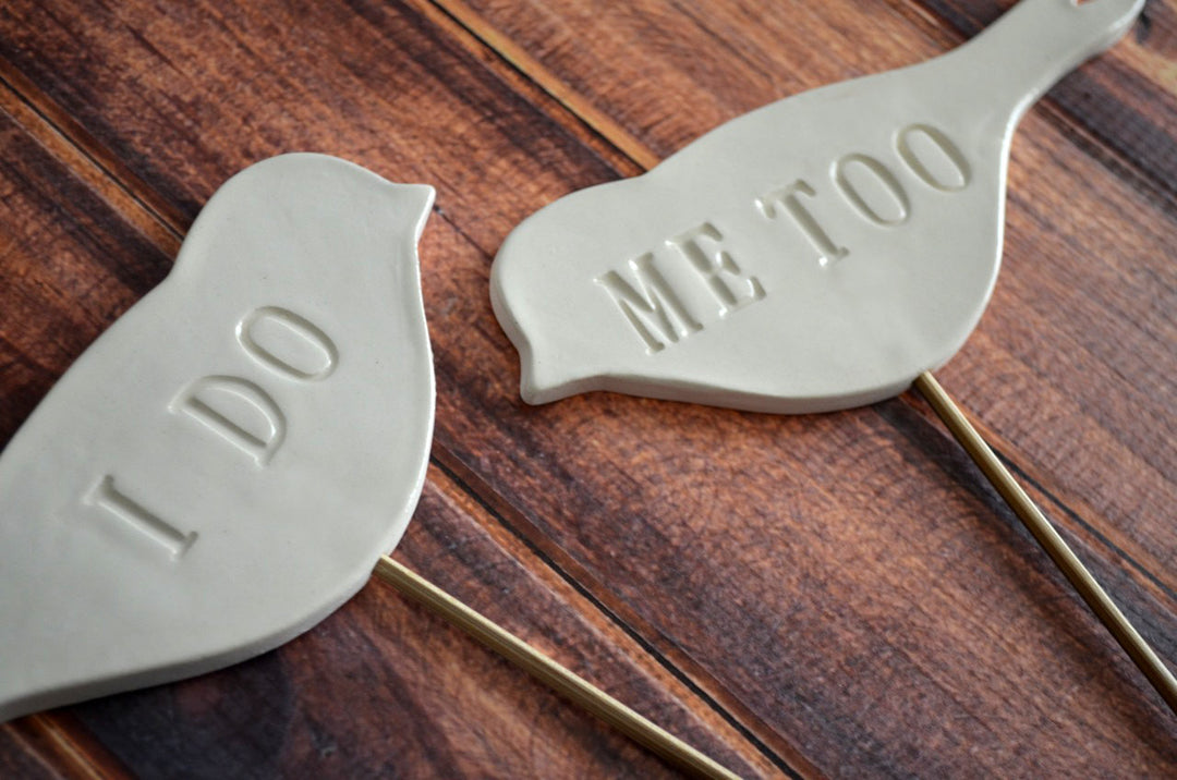 I Do Me Too - Bird Wedding Cake Toppers - READY TO SHIP - Large Size