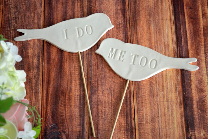 I Do Me Too - Bird Wedding Cake Toppers - READY TO SHIP - Large Size