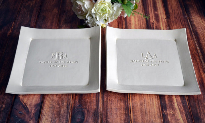 Set of Personalized Platters - Mother of the Bride and Mother of the Groom Gifts