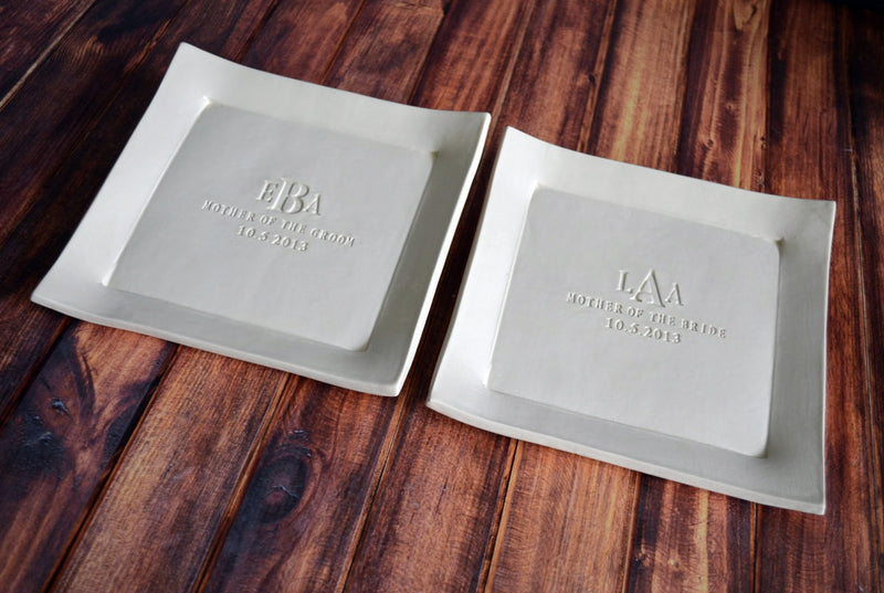 Set of Personalized Platters - Mother of the Bride and Mother of the Groom Gifts
