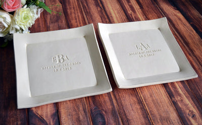 Set of Personalized Platters - Mother of the Bride and Mother of the Groom Gifts