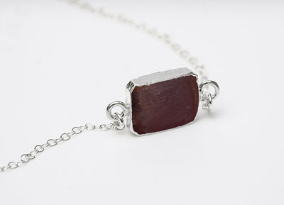 Ruby Gemstone Slice Necklace, Raw Birthstone Necklace