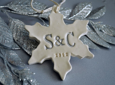 Personalized First Christmas Snowflake Ornament with Initials