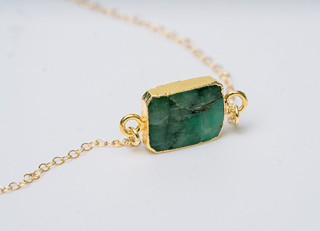 Gemstone Slice Necklace, Raw Birthstone Necklace