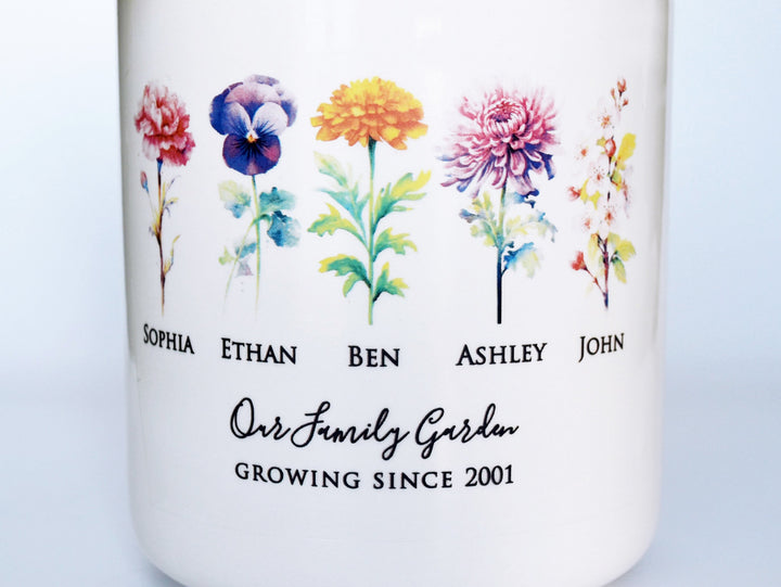 Birth Month Flower Personalized Outdoor Flower Pot, LARGE Size - Color