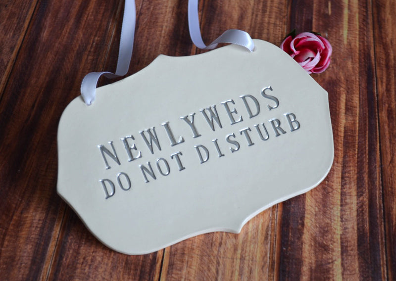 Newlyweds Do Not Disturb Wedding Sign to Hang on Door and Use as Photo Prop - Available in Gold, Silver, Black, & White