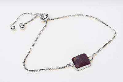 Ruby Gemstone Slice Bracelet, Raw Birthstone Bracelet