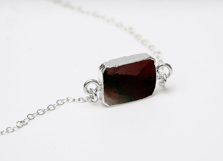 Garnet Gemstone Slice Necklace, Raw Birthstone Necklace