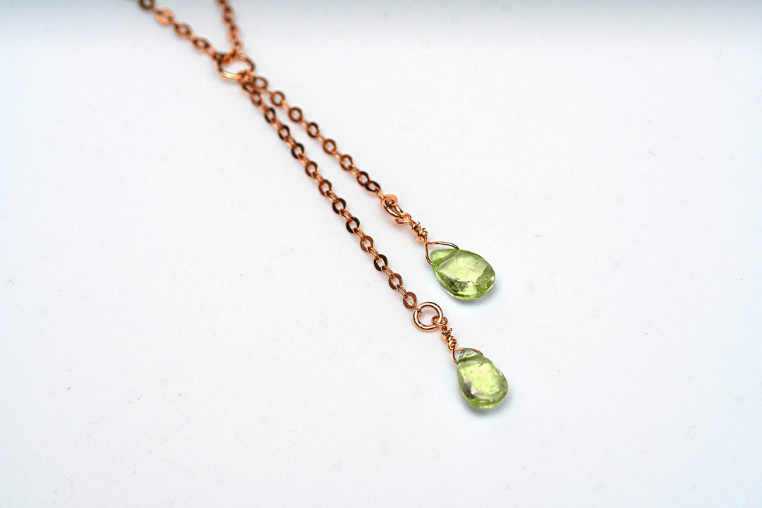 Dainty Personalized August Peridot Drop Necklace