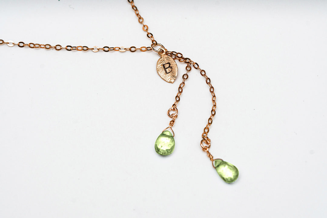 Dainty Personalized August Peridot Drop Necklace