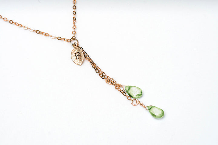 Dainty Personalized August Peridot Drop Necklace