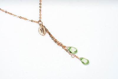 Dainty Personalized August Peridot Drop Necklace