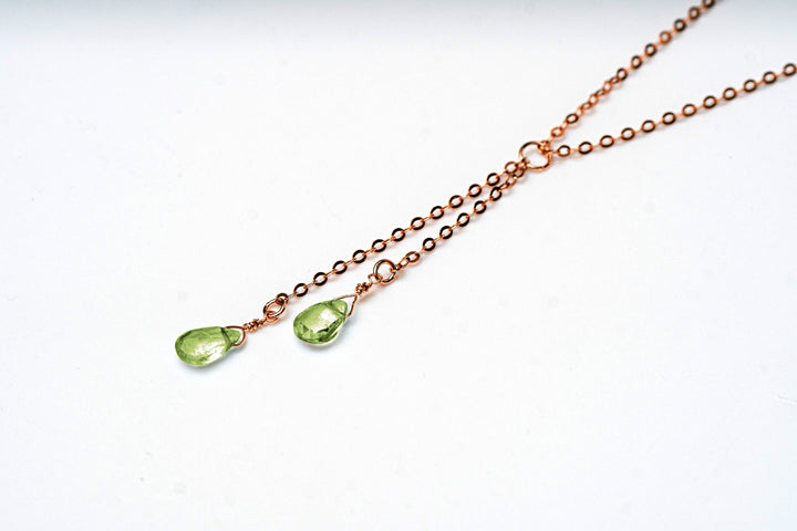 Dainty Personalized August Peridot Drop Necklace