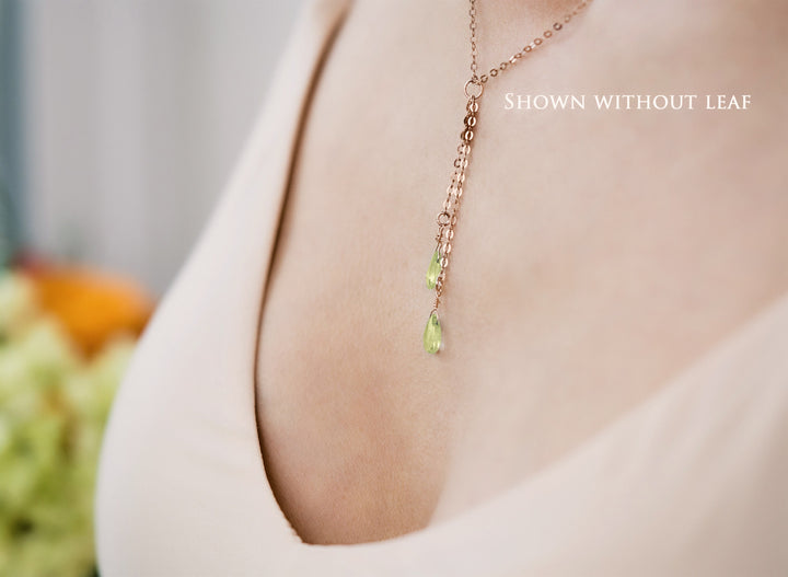 Dainty Personalized August Peridot Drop Necklace