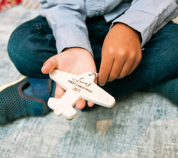 Airplane Ornament,  Personalized Baby's First Christmas 2025