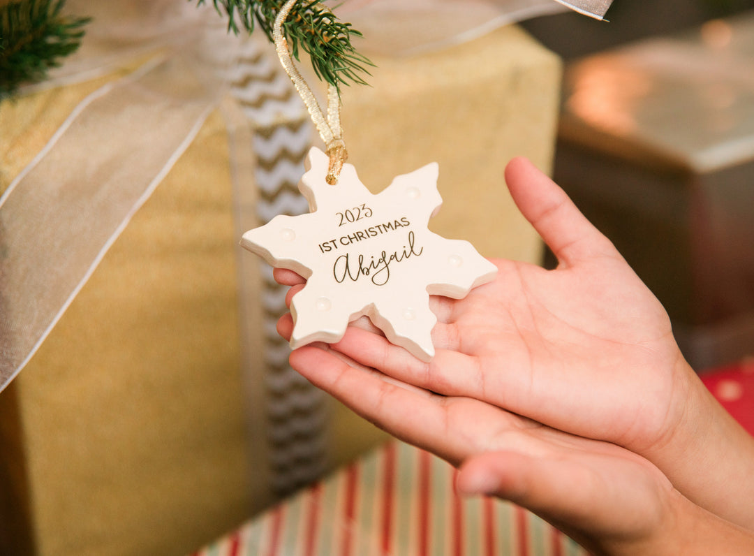 Snowflake Ornament,  Personalized Baby's First Christmas 2024