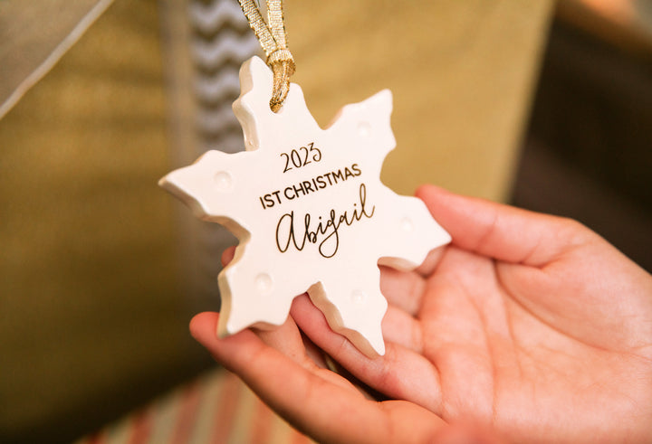 Snowflake Ornament,  Personalized Baby's First Christmas 2024