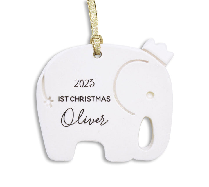 Elephant Ornament, Personalized Baby's First Christmas 2025