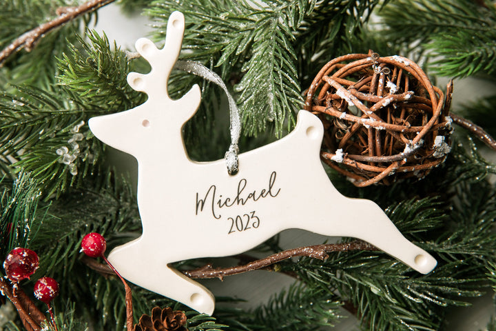 Reindeer Ornament, Personalized Baby's First Christmas 2025