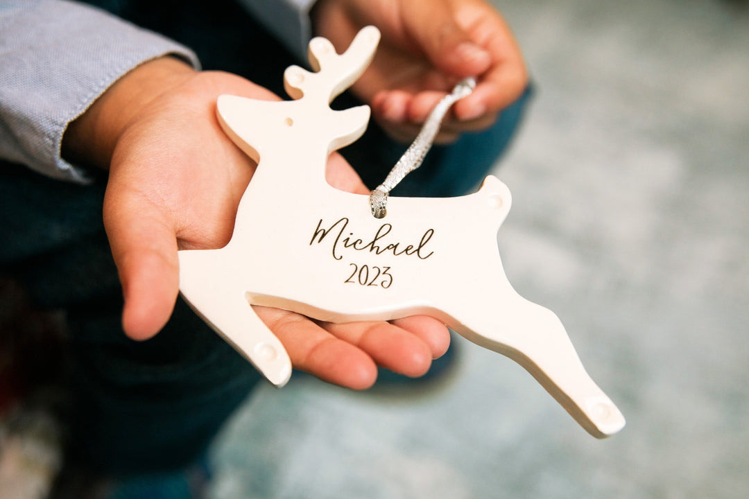 Reindeer Ornament, Personalized Baby's First Christmas 2025