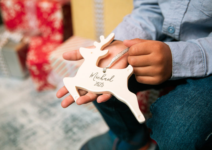 Reindeer Ornament, Personalized Baby's First Christmas 2025