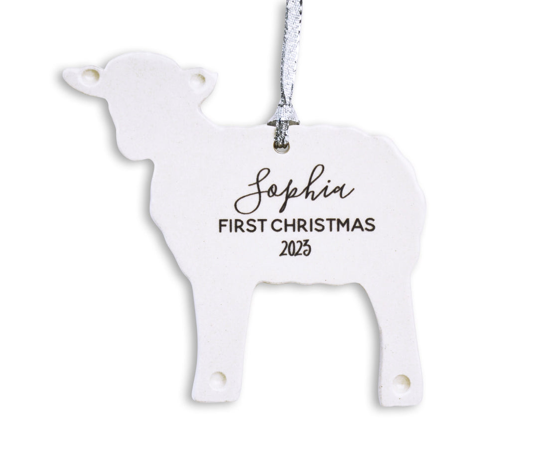 Lamb Christmas Ornament, Personalized Baby's First Christmas 2025