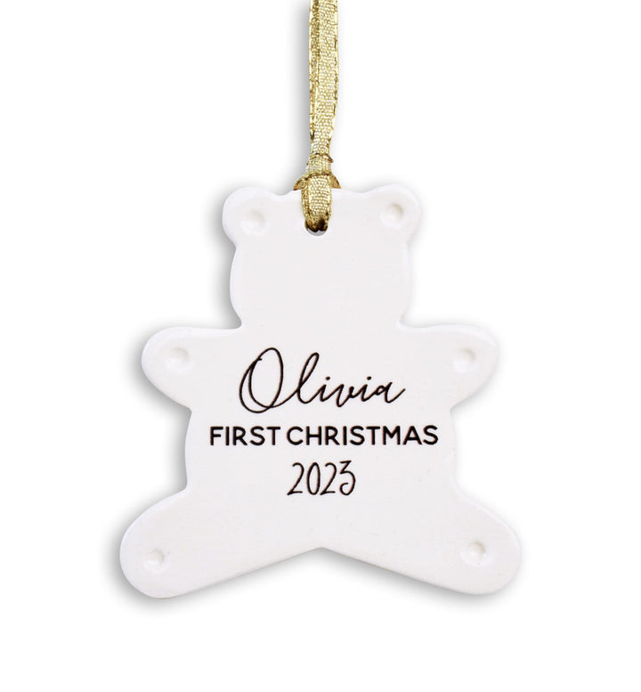 Teddy Bear Ornament, Personalized Baby's First Christmas Ornament 2025