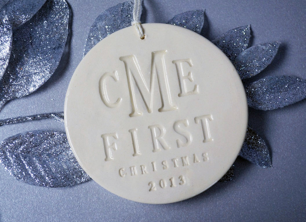 Monogramed First Christmas Ornament 2024