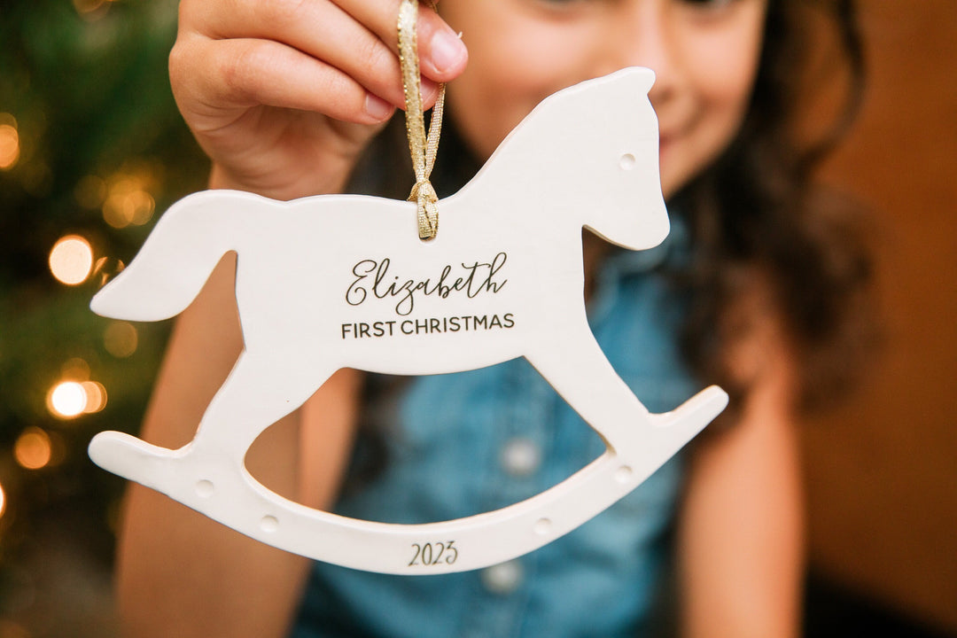 Rocking Horse Ornament, Personalized Baby's First Christmas 2024