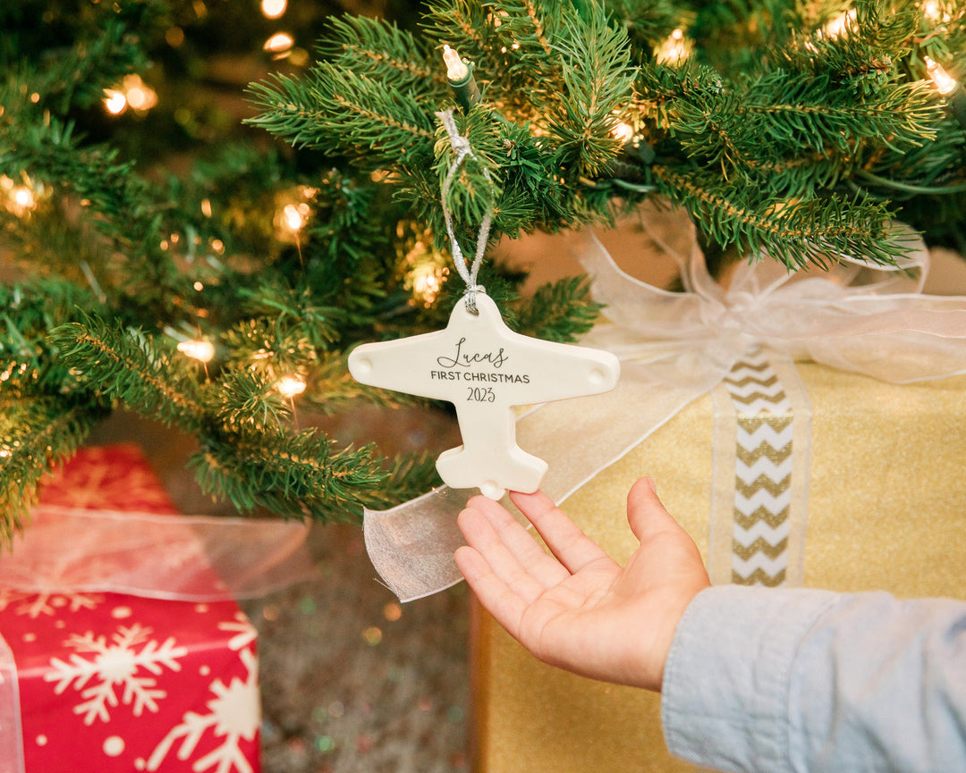 Airplane Ornament,  Personalized Baby's First Christmas 2025