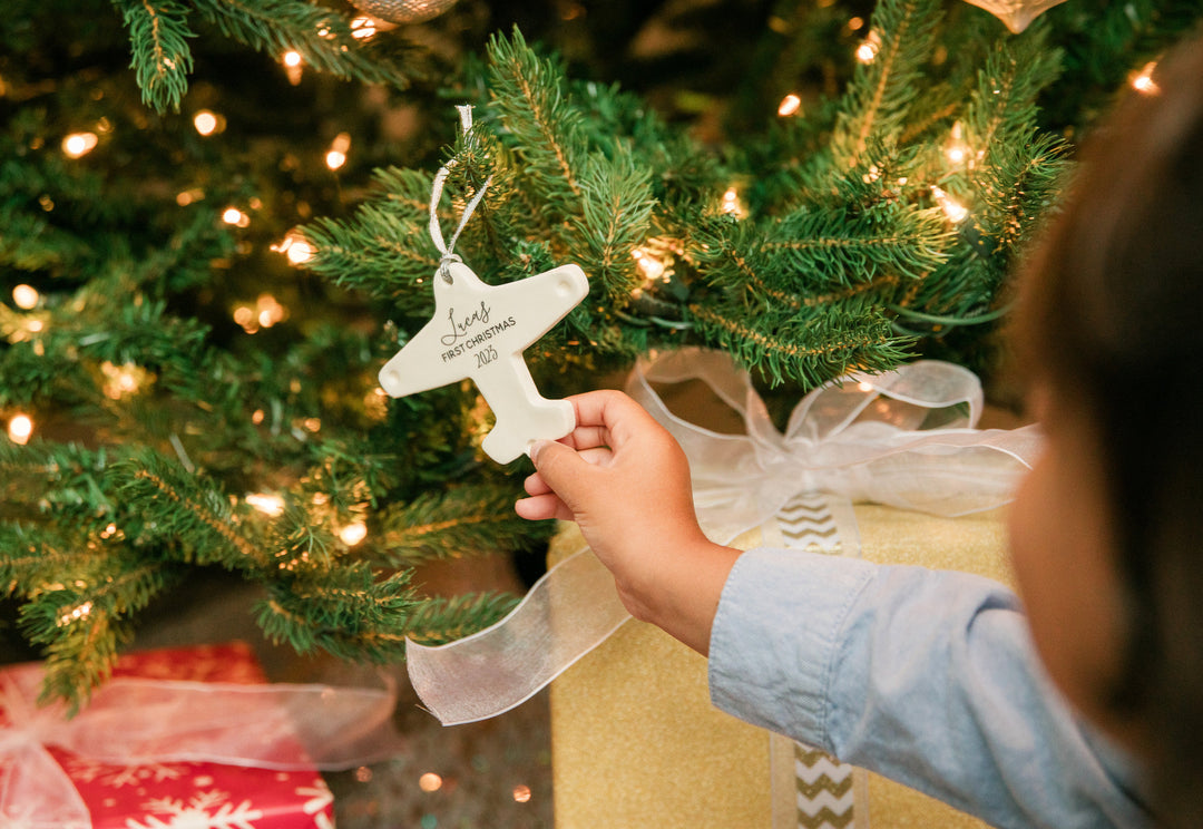 Airplane Ornament,  Personalized Baby's First Christmas 2025