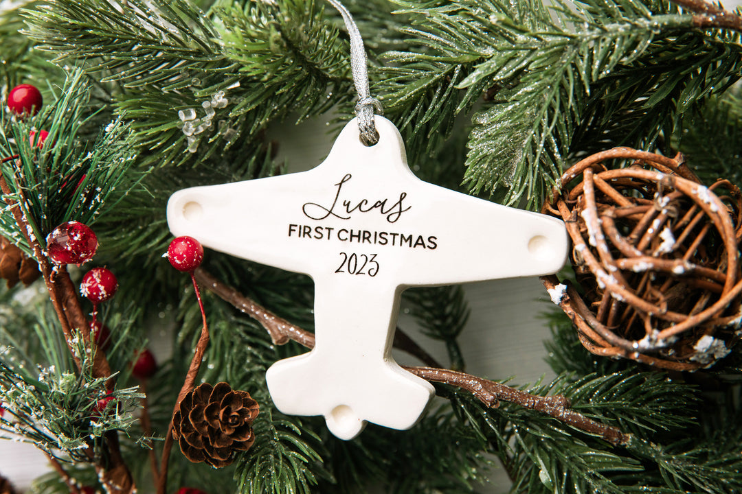 Airplane Ornament,  Personalized Baby's First Christmas 2024