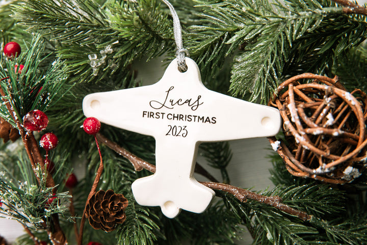 Airplane Ornament,  Personalized Baby's First Christmas 2025