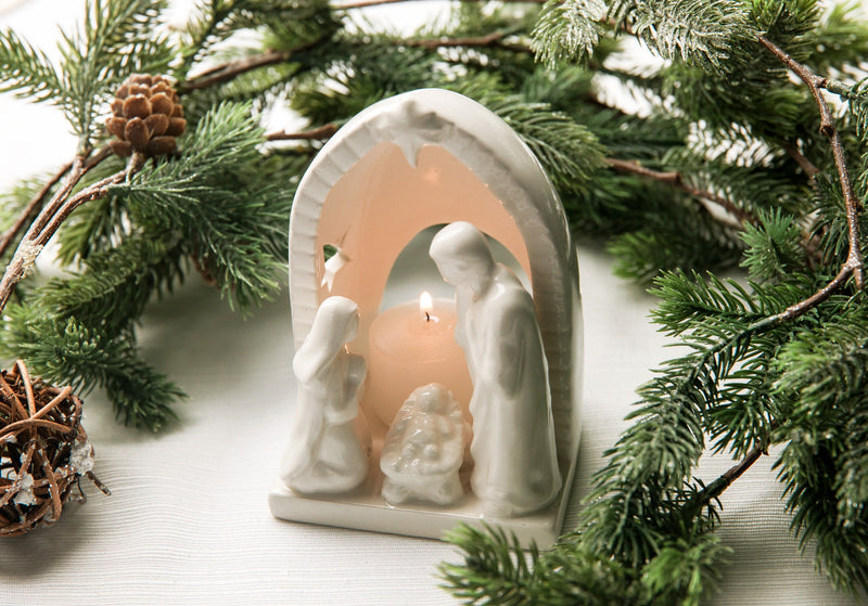 Personalized Nativity Set, Votive Nativity scene with Candle