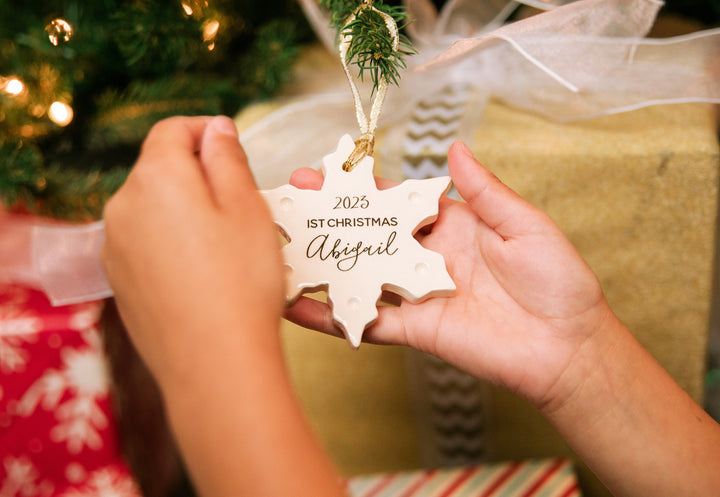 Snowflake Ornament,  Personalized Baby's First Christmas 2025