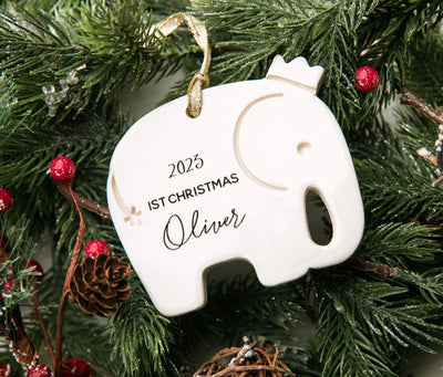 Elephant Ornament, Personalized Baby's First Christmas 2023