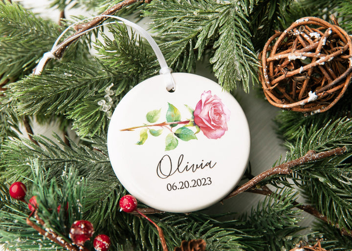 Birth Flower Christmas Ornament, Birth Month Flower Ornament 2024