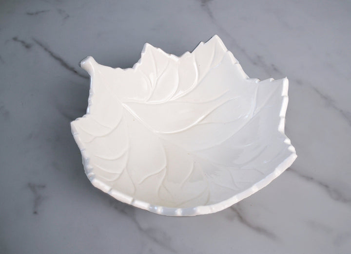 Ceramic Leaf Serving Bowl With Name and Wedding Date