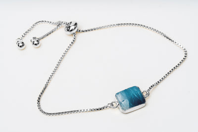 Blue Opal Gemstone Slice Bracelet, Raw Birthstone Bracelet